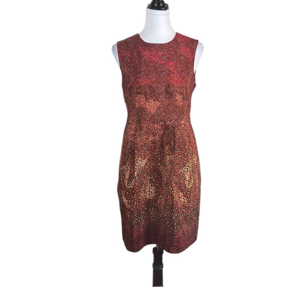 Nanette‎ Lepore Red and Orange Sheath Dress Sleeveless, Size 8